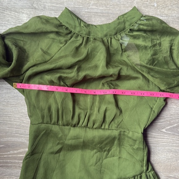 PETAL & PUP JULIP SHEER LONG SLEEVE MAXI DRESS - OLIVE XS - Picture 9 of 14
